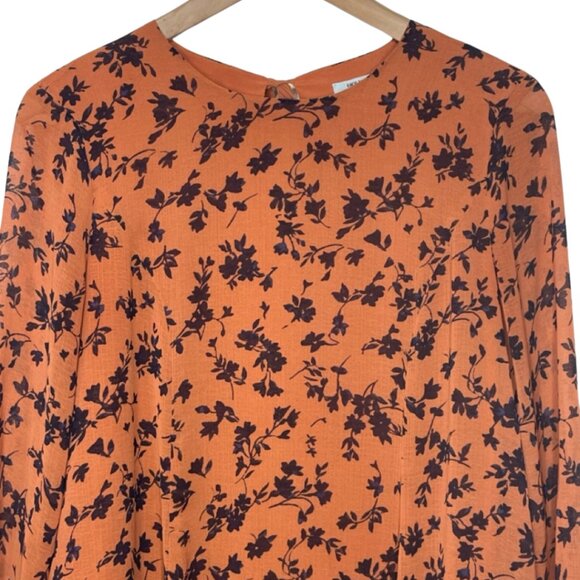 KIMCHI BLUE | Rust Orange Long Sleeve Floral Above the Knee Shift Dress | Size S - Picture 3 of 14